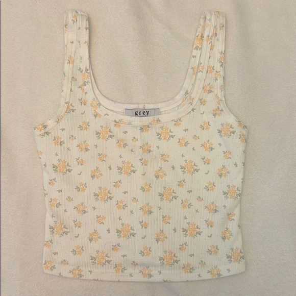 Floral Cropped Tank Top Grey Bandit Size Medium - Picture 1 of 2